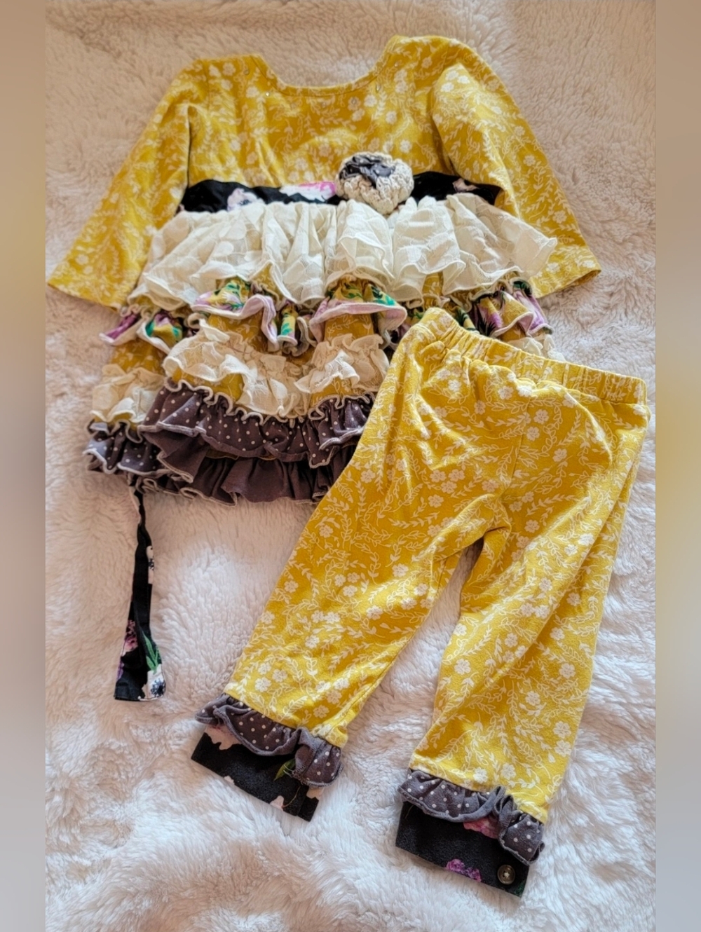 Mustard Pie Jeweled Forest Two Piece Outfit 12M Fits like 18-24M